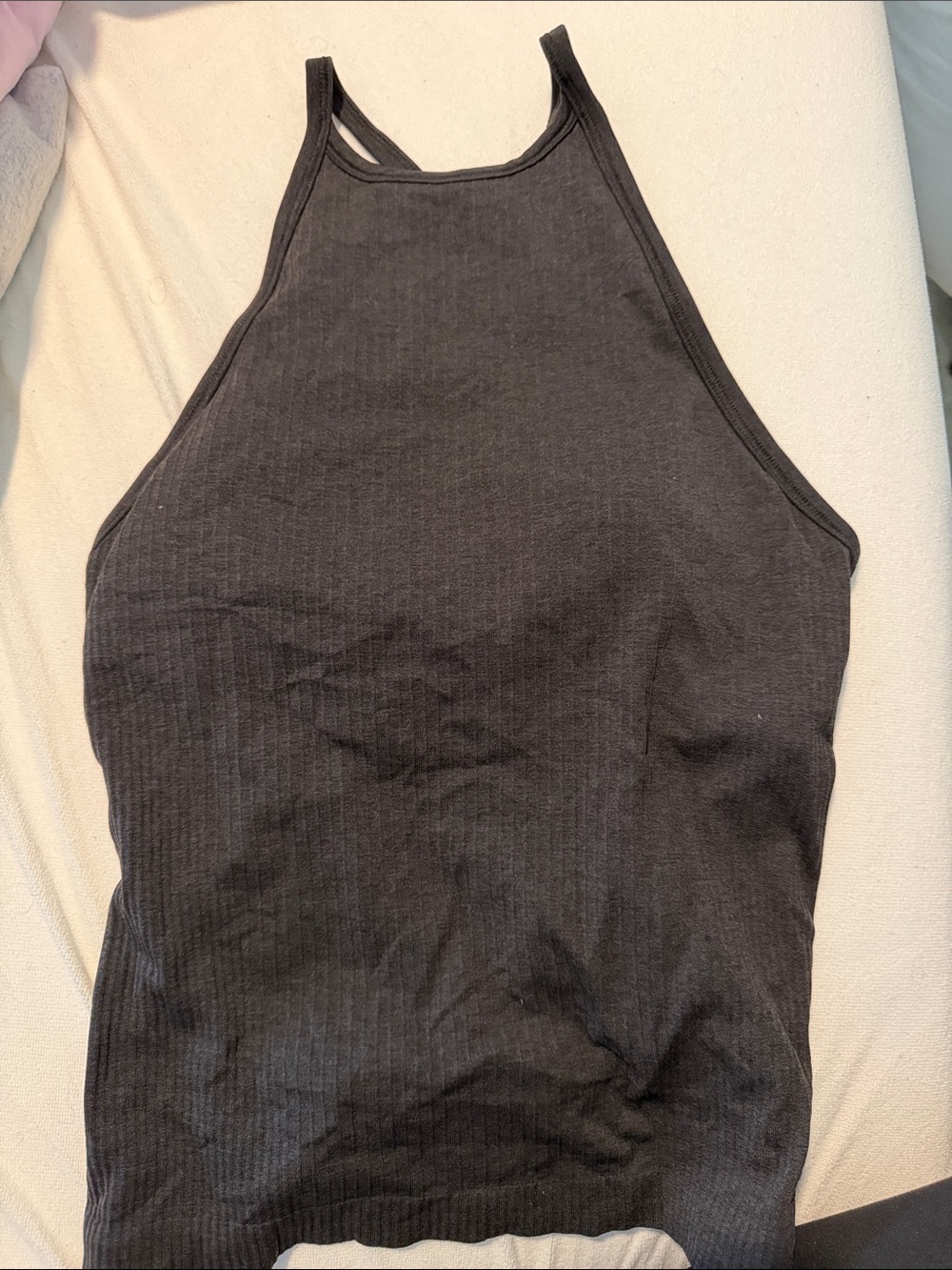 Lululemon Black Ribbed Halter Tank Top